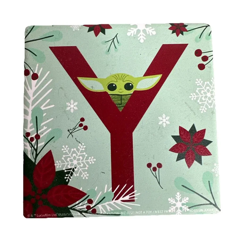 Disney Star Wars Baby Yoda JOY Ceramic Coasters Set Of 4 Christmas Lucas Films